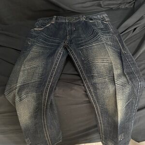 Men's Blue Jeans-carbon black men’s jeans, retro design-size 32x34-#577